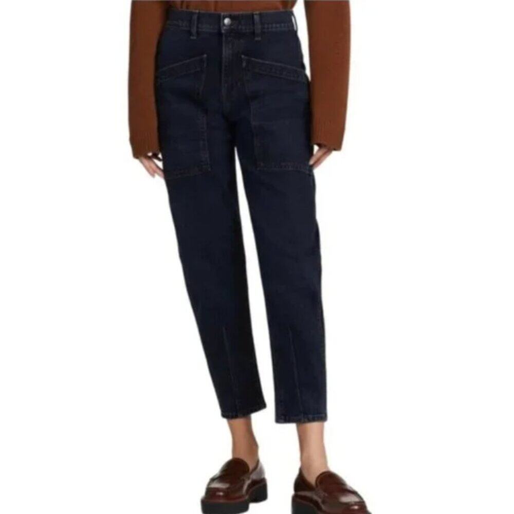 Veronica Beard Charlie Barrel Leg High Rise Jean in Inkblot